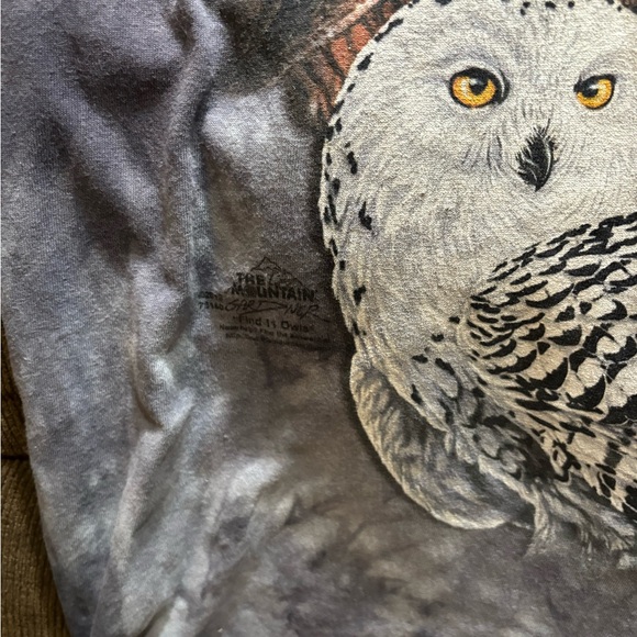 THE MOUNTAIN Shirt Mens Extra Large Gray Tie Dye Owls Big Graphic HTF Rare Print - Picture 10 of 12